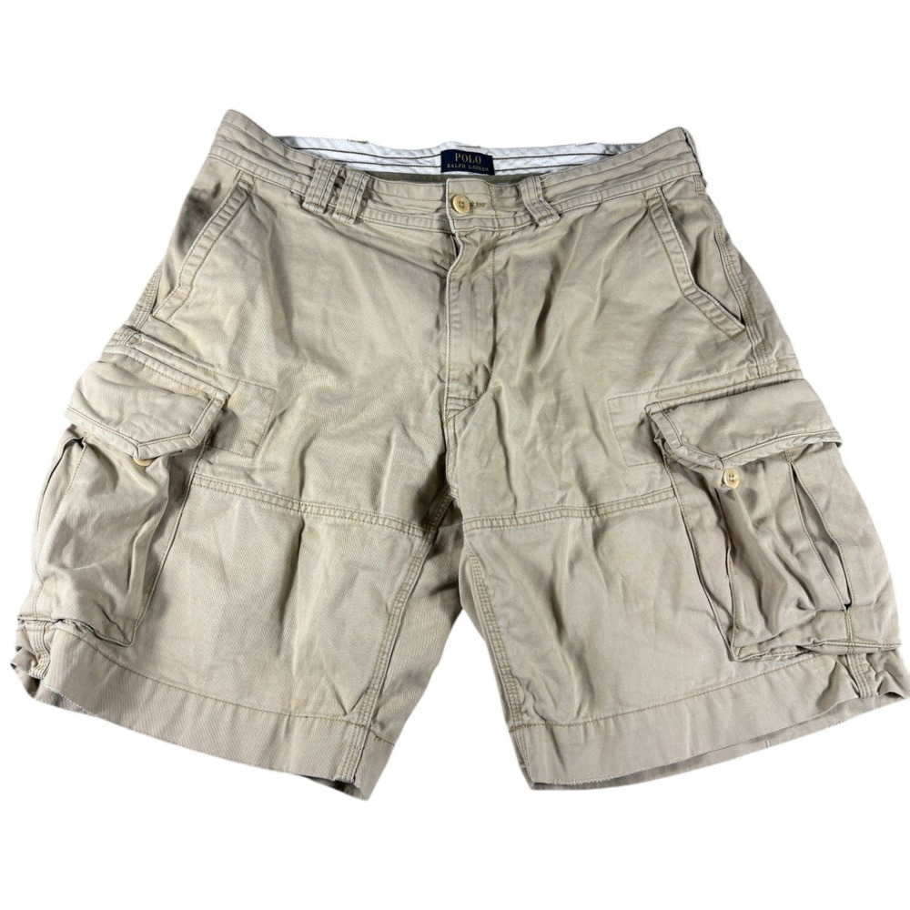 Polo Ralph Lauren Cargo Shorts Mens 35 Tan Khaki Cotton Workwear Rugged Outdoor